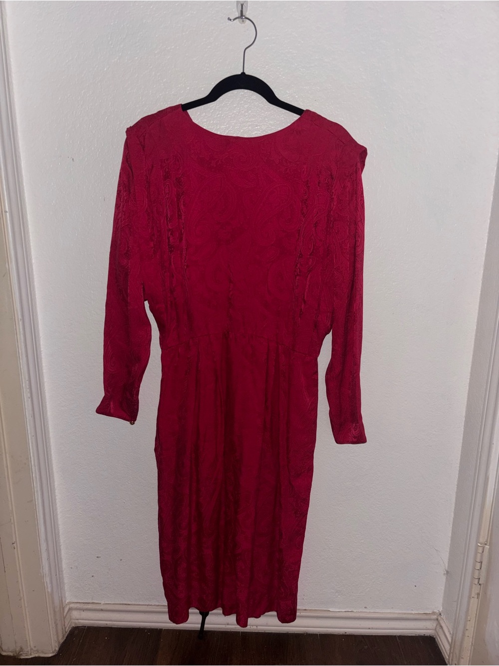 100% Silk Womens Pink Paisley Peasant Dress